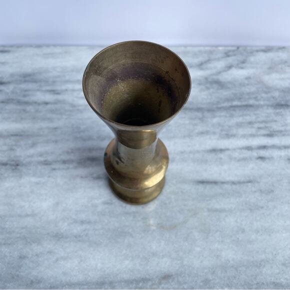 Vintage | Solid Brass Small Vase Made In India Decor Design Gold Metal Shelf - Picture 2 of 7